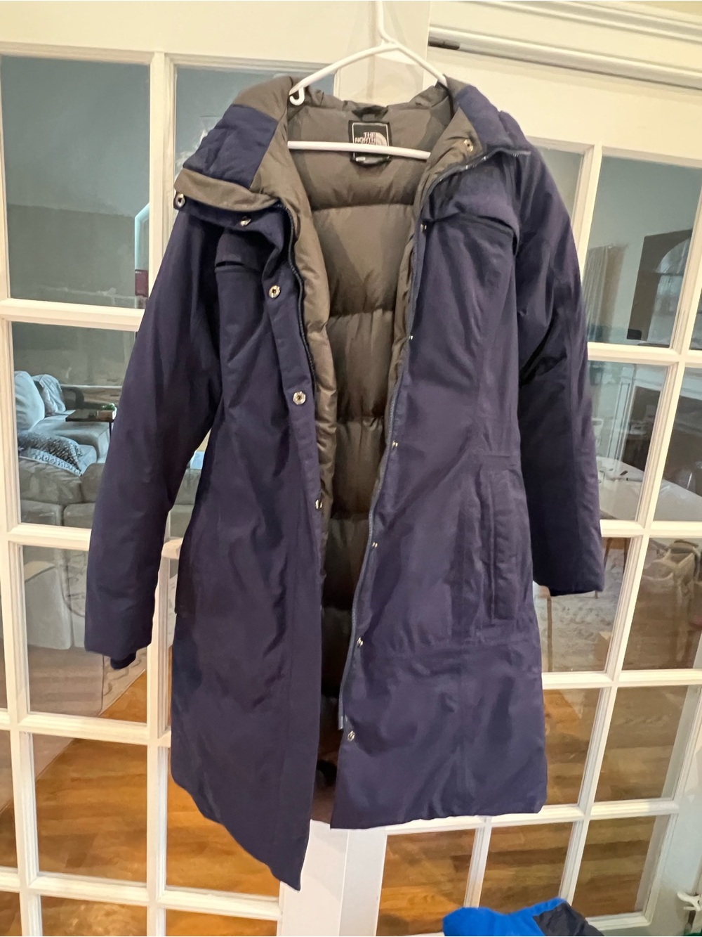The North Face Black Puffer Jacket with Navy Hood Interior